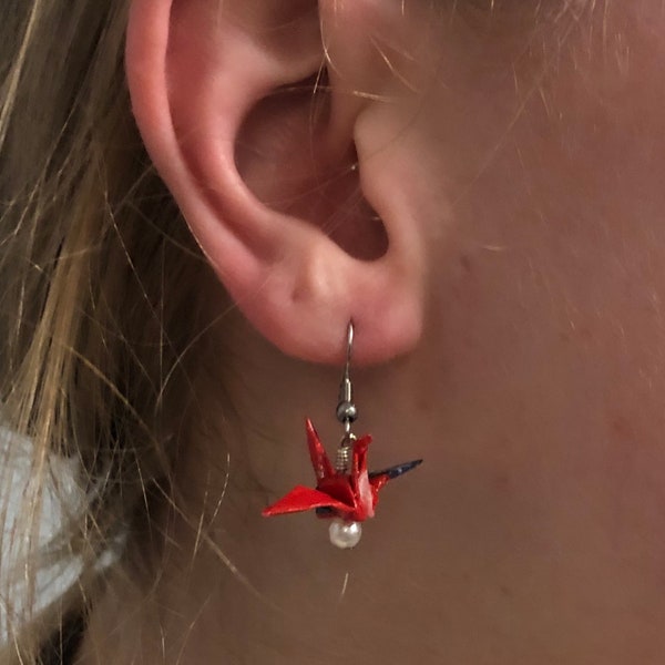 Simple Origami Crane Stainless Steel Earrings
