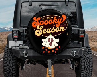 Spare Tire Cover, For Jeep, For Bronco, For Camper, For RV, For SUV, Spooky Season Ghost, Option With Camera Hole, Halloween