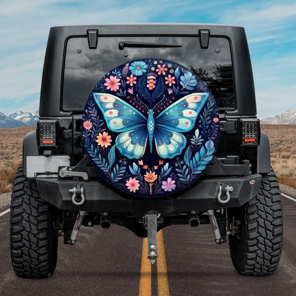 Spare Tire Cover, For Jeep, For Bronco, For Camper, For RV, For SUV, Butterfly 4, Option With Camera Hole, Animals, For Her