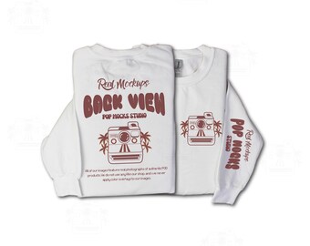 Gildan 18000 White Mock - Front & Back Flat lay Mockup Minimalist Background - G18000 Shirt Mockup - Lifestyle Unisex Sweatshirt G18000
