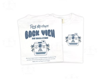 Comfort Colors 1717 - White : Flat lay Mockup on White Background , CC1717 - Folded Front and Back Shirt Mockup - Lifestyle Unisex Shirt