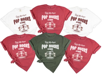 Comfort Colors 1717 Grouped Flat lay Mockup on White Background - Crimson , White & Moss Tied CC1717 - C1717 Unisex Shirt Christmas Mock