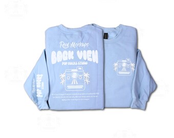 Gildan 18000 Light Blue Mock - Front & Back Flat lay Mockup Minimalist Background - G18000 Shirt Mockup - Lifestyle Unisex Sweatshirt G18000