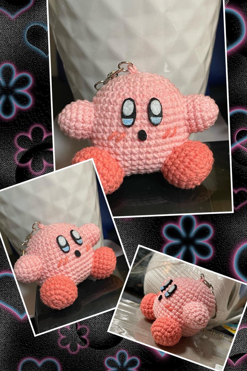 Crochet Kirby Keychain PDF Pattern Etsy