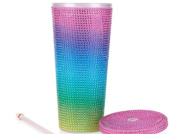 Rainbow bling tumbler and water bottle, birthday goft for her