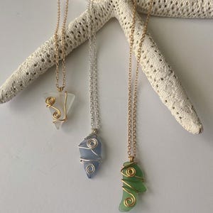 Seaglass Pendant, European inspired summer necklace