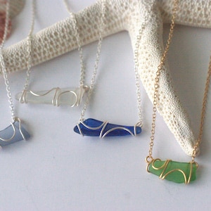 Seaglass horizontal bar necklace for layering