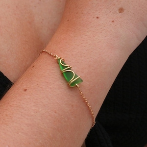 Mediterranean stackable sea glass bracelet or anklet