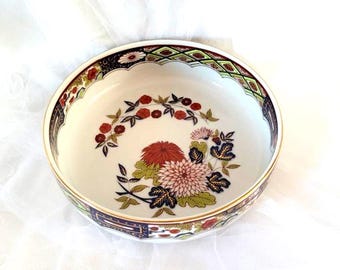 Vintage Mizuko Japan Hand-Painted Porcelain 1980s Imari Floral Bowl 7.25"