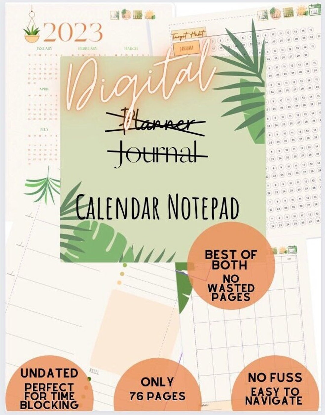 Undated Digital Calendar Notepad 2023, Goodnotes, Ipad, Android ...