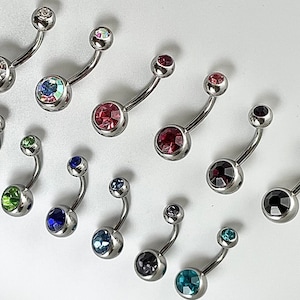 Classic Round Double Gem Belly Button Ring 1 Piece