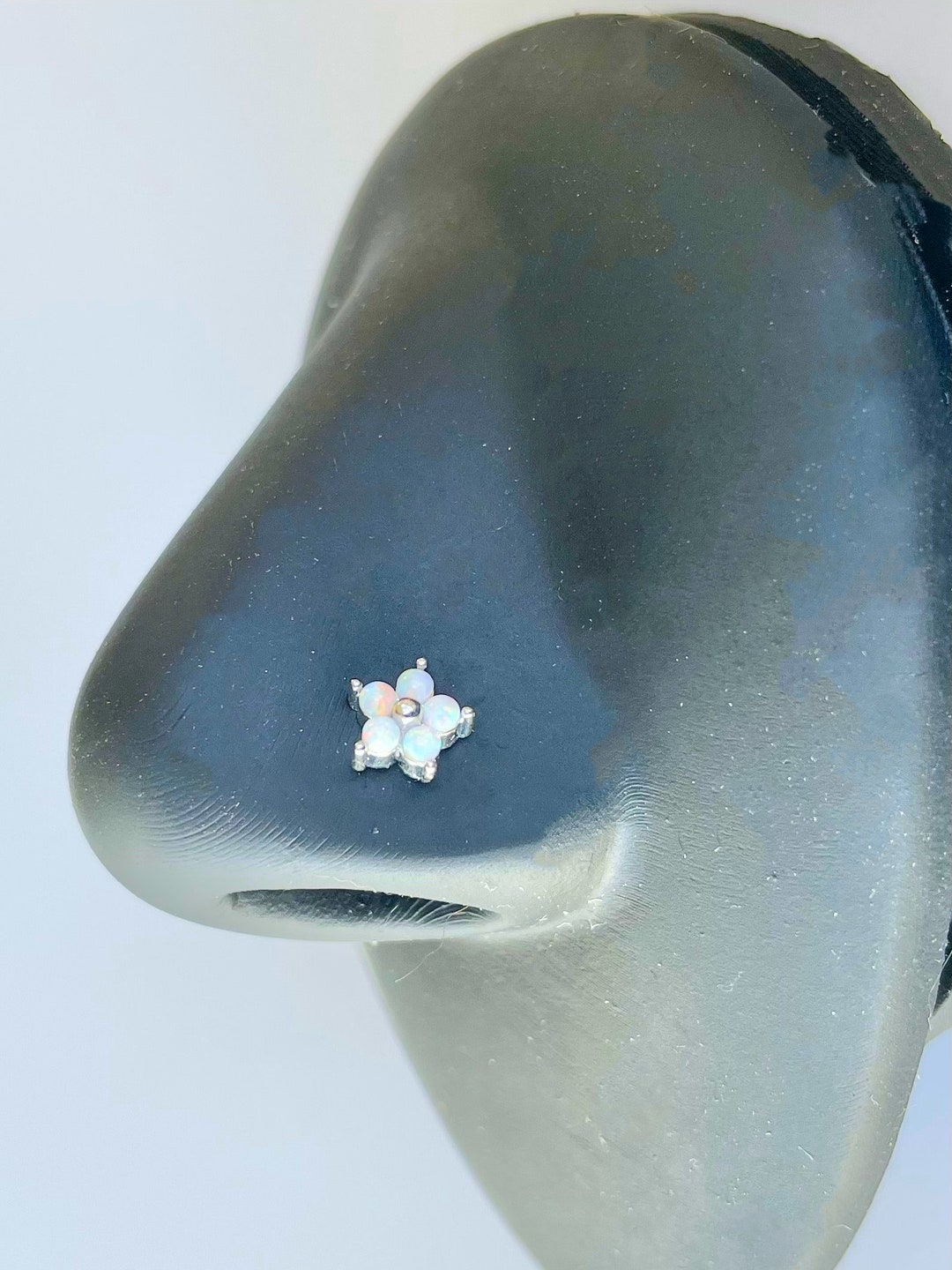 Iridescent White Floret Blossom Nose Ring Etsy
