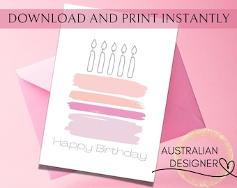 Tarjeta de cumpleaños imprimible, tarjeta de pastel de cumpleaños, tarjeta imprimible digital de feliz cumpleaños, tarjeta de cumpleaños, tarjeta de cumpleaños digital, imprimible