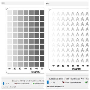 Grayscale Fill & Font Test LightBurn Files - Combine and Save! Laser Power Scale Test Pattern Files for LightBurn