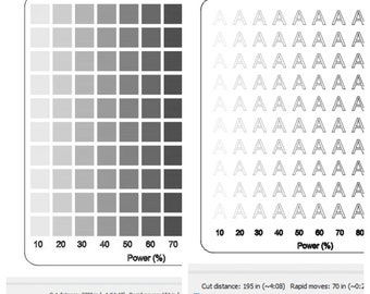 Grayscale Fill & Font Test LightBurn Files - Combine and Save! Laser Power Scale Test Pattern Files for LightBurn