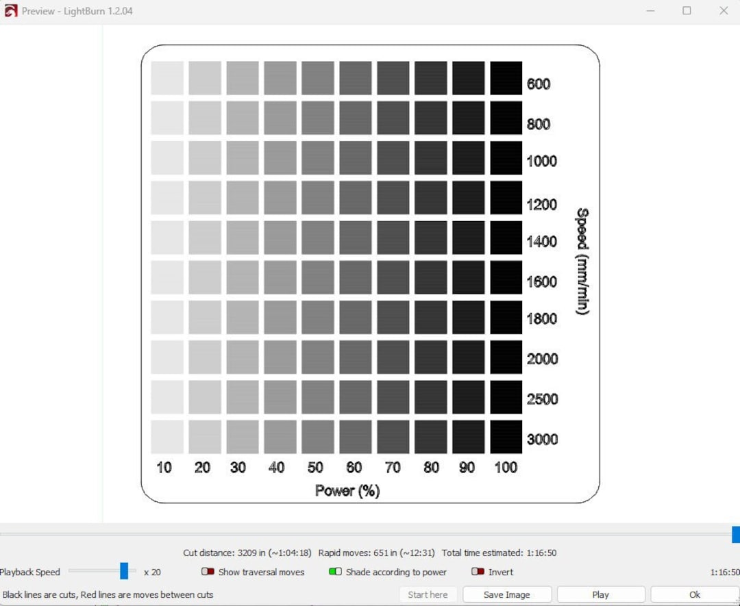Laser Power Scale Test Pattern File for Lightburn Test Your Laser's