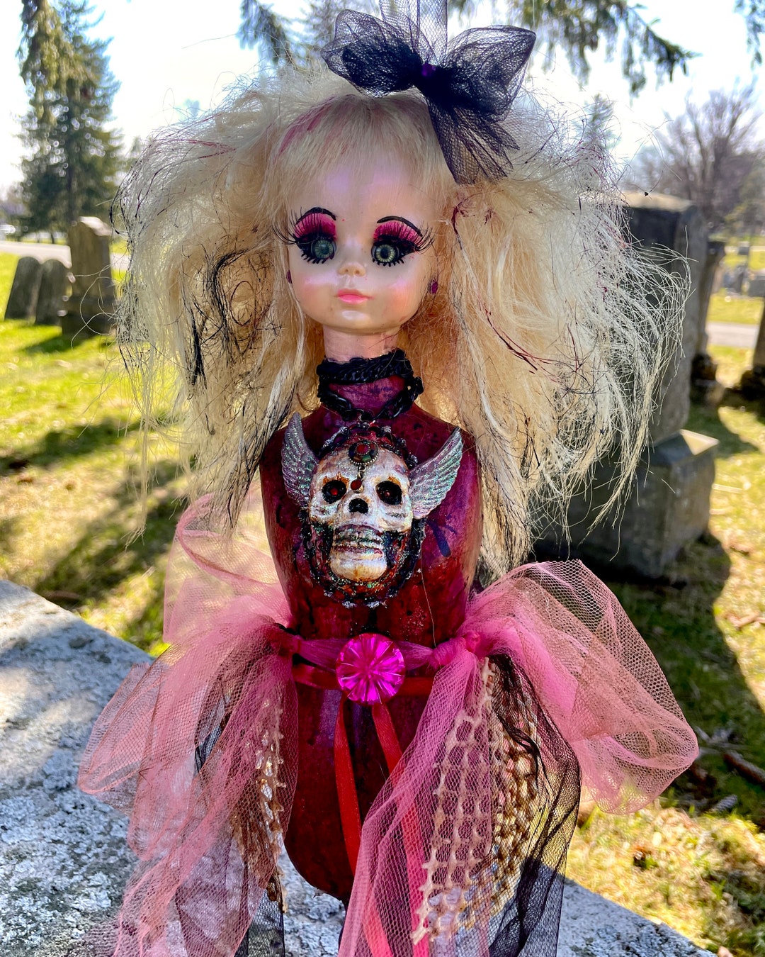 Vintage Creepy Doll/ Handpainted/ Victorian Doll/ Porcelain Doll