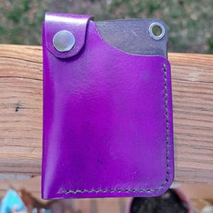 Cartera de cuero fina, regalo de aniversario, bolsillo frontal EDC minimalista, cartera unisex, hecha a mano en EE. UU., cartera resistente, cartera fina, cartera a presión.
