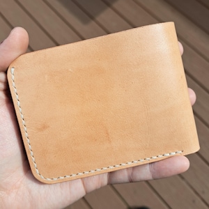 Leder Geldbeutel, Brieftasche aus pflanzlich gegerbtem Leder, zweifach faltbar, Brieftasche aus echtem Leder, handgemacht in den USA