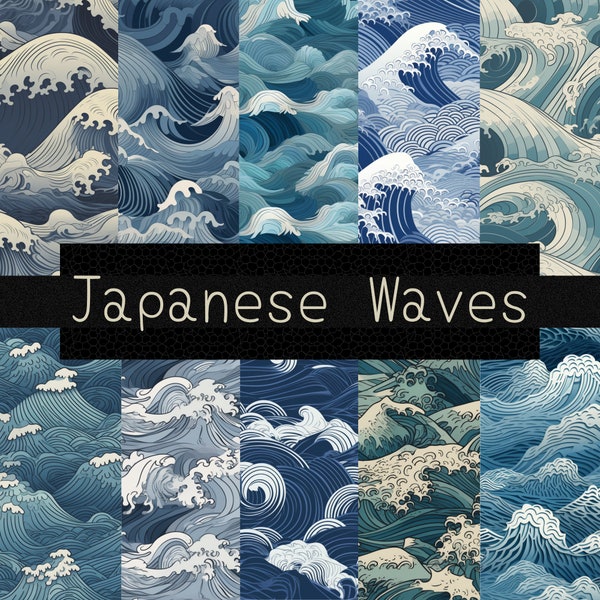 Japanese Waves Seamless Digital Pattern