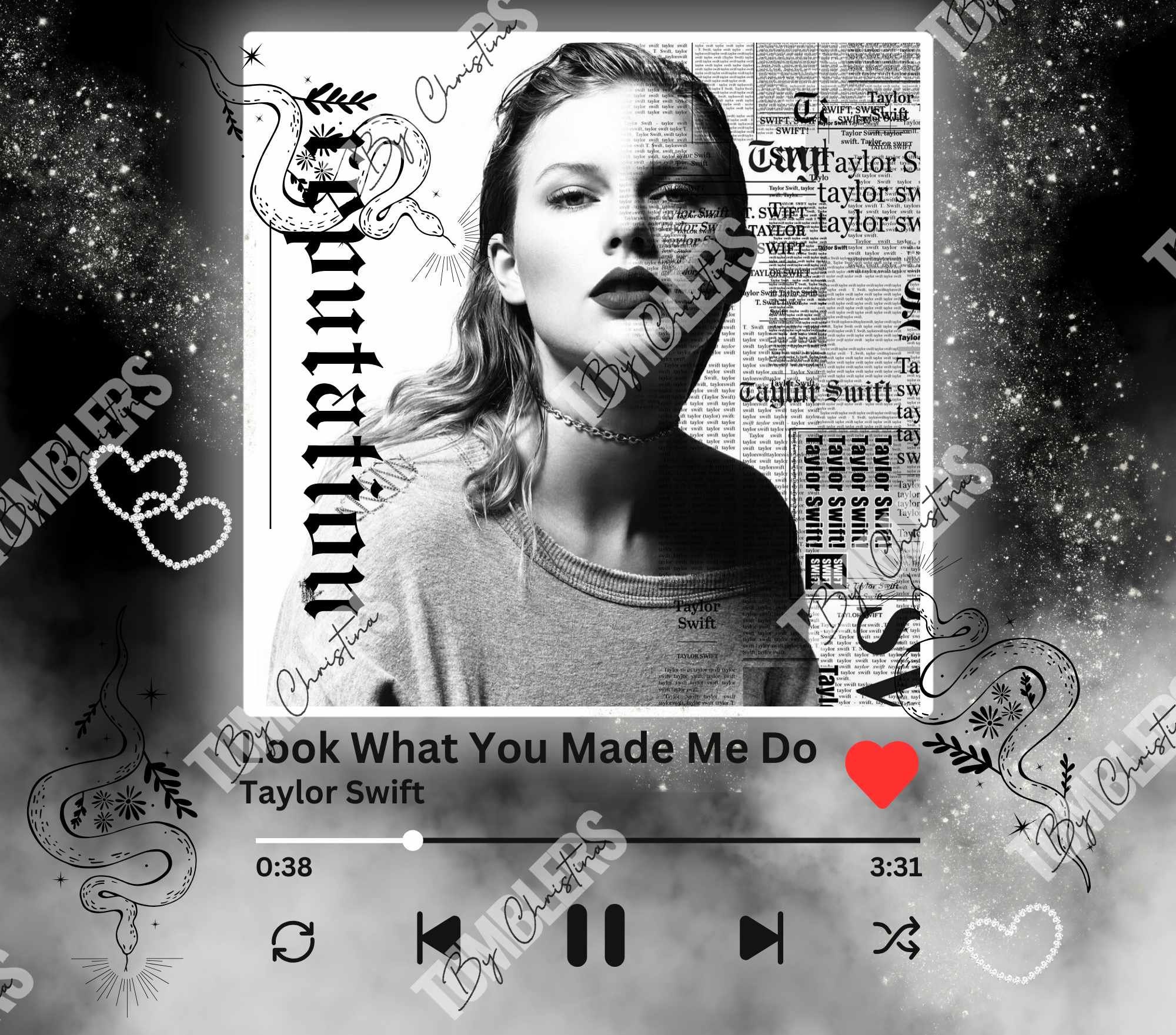 Taylor Swift Reputation Music Player/ 20oz Tumbler/ *PNG* - Etsy