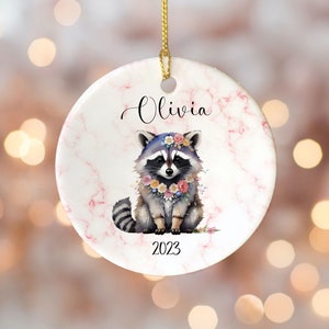 Raccoon Ornament, Raccoon Keepsake, Woodland Animal Ornament, Christmas Ornament, Animal Lover Ornament, Personalized Ornament. Raccoon Gift