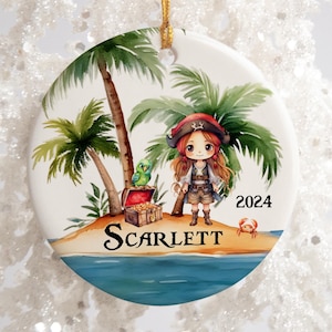 Personalized Pirate Ornament, Custom Pirate Ornament, Pirate Gift for Boy, Pirate Gift for Girl, Hanging Pirate Ornament, Pirate Decoration
