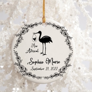 Baby Announcement Ornament, New Arrival Baby Ornament, Stork Delivery Ornament, Personalized Baby Ornament, Custom Made Baby Shower Gift