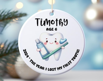 My First Lost Tooth Ornament, Personalized Keepsake Ornament, Custom Ornament, Gift from Tooth Fairy, Kids Milestone Gift, Dental Ornament