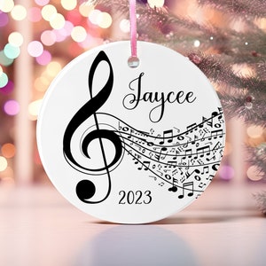Personalized Treble Clef Ornament, Customized Music Ornament, Musical Staff Ornament, Music Notes Ornament, G Clef Ornament, Musician Gift