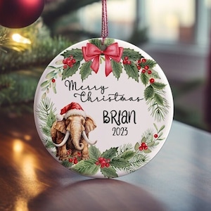 Woolly Mammoth Christmas Ornament, Personalized Christmas Ornament, Custom Name Ornament, Stone Age Ornament, Gift for Woolly Mammoth Lover