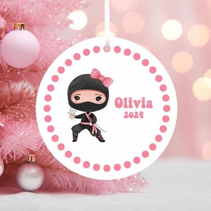 Personalized Ninja Ornament for Girl, Personalized Ninja Ornament for Boy, Pink Ninja Christmas Ornament, Blue Ninja Christmas Ornament
