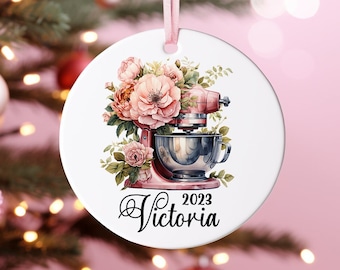 Baker's Kitchen Mixer Ornament, Personalized Baker's Ornament, Custom Chef Ornament, Gift for Baker, Gift for Chef, Pink Mixer Ornament