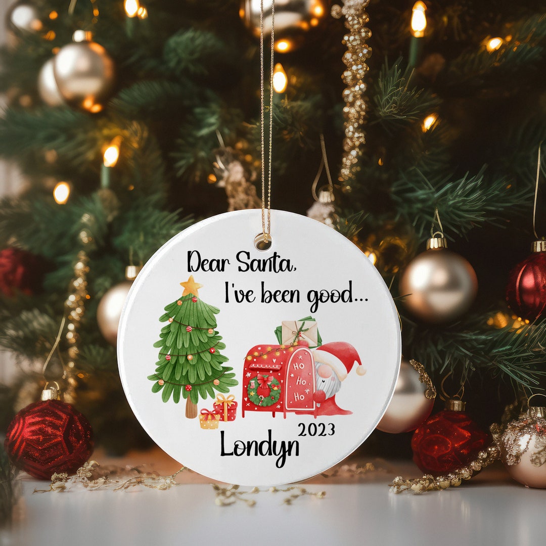 Cute Christmas Gnome Mailing Letter to Santa Ornament, Personalized Gnome Ornament, Custom Gnome