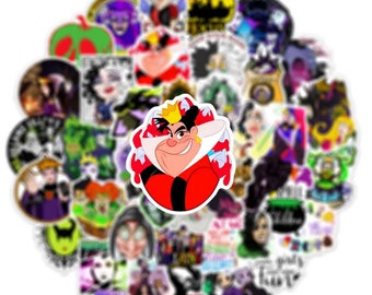 Disney-pegatina de Reina maléfica, villano mágico, bruja, bricolaje, teléfono, portátil, equipaje, monopatín, calcomanías de grafiti