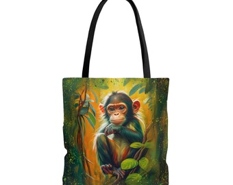 Baby Monkey Tote Bag, Animal Lover Gift
