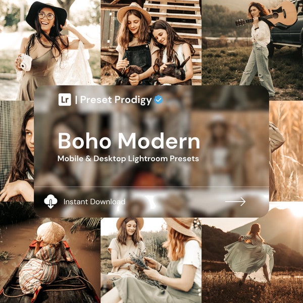 Unique Boho Style Lightroom Presets Collection for Desktop and Mobile Elevate Your Photos Bohemian, Brown, Moody, Warm, Wedding, Boho Chic