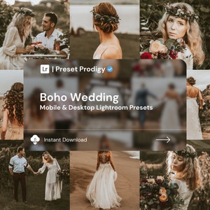 Boho Wedding Lightroom Presets - Easy-to-Use Bohemian Mobile and Desktop Filters for Dreamy Wedding Photos