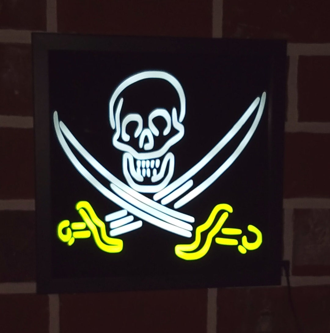 Jolly Rocker Sign Jolly Roger Pirate Skull LED Neon Sign Bar Sign Game Room - Etsy