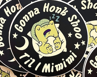 Sleepy Frog Toad Sticker Honk Shoo Meme 3" Round Vinyl Decal for Laptops and Waterbottles