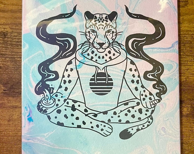 Enlightened Snow Leopard Marbled 6x9 Art Print