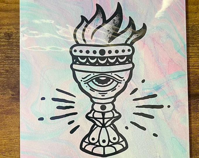 Flaming Goblet Marbled 6x9 Art Print
