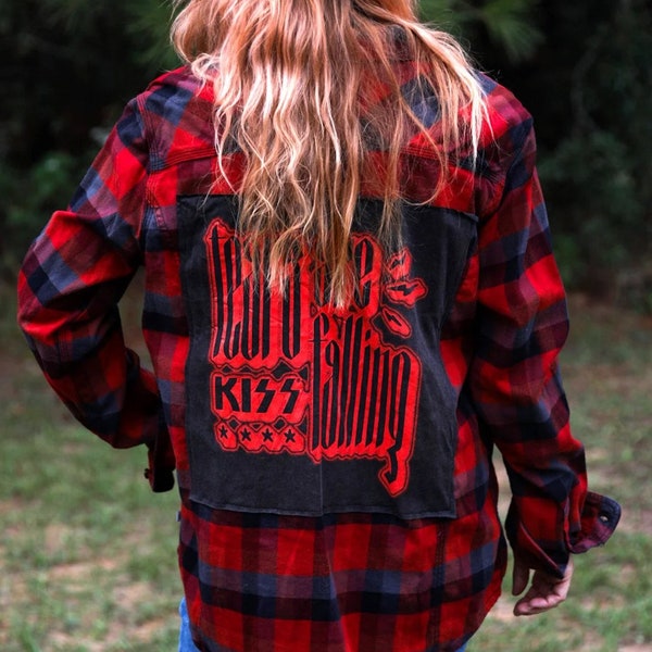 Upcycled Rock Music Inspired Flannel - Only One Available!