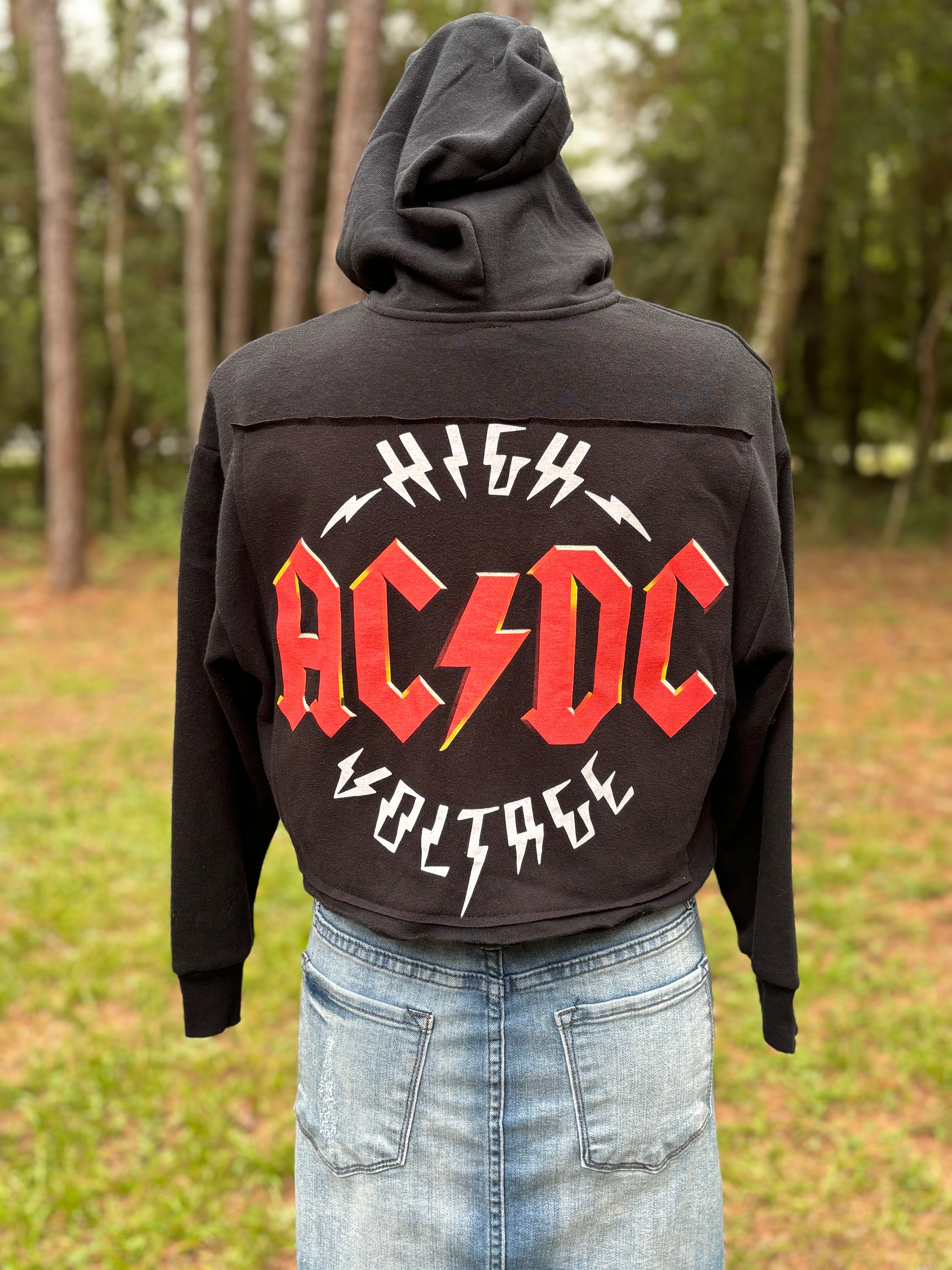 Upcycled AC DC Hooded Jacket Kids Jacket Etsy