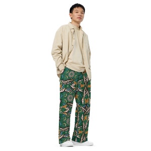 Forrest Green All-over print unisex wide-leg pants