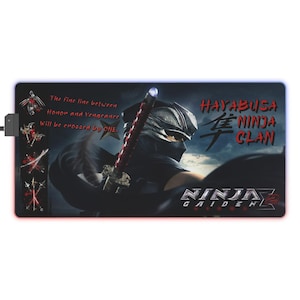 XL Mouse Pad Gaming Desk Pad RGB Mousepad Gaming Desk Decor Gifts For Gamers Gifts For Him Unique Gifts For Him Desk Mat Gaming Ninja Gaiden