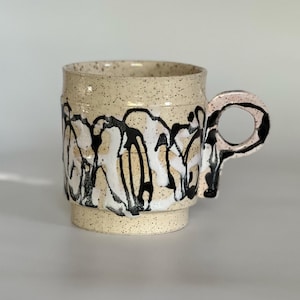 12 oz - Handmade Ceramic Mug with Abstract Glaze Design, D