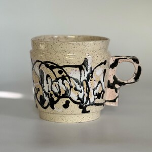 12 oz Handmade Mug with Abstract Glaze Design, D