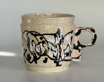12 oz Handmade Mug with Abstract Glaze Design, D