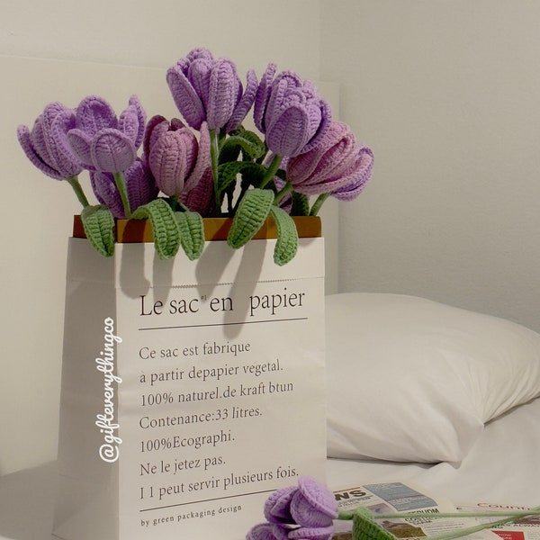 Purple Blooming Tulips | Handmade Valentine's Day Flowers for Her/Mom/Sister